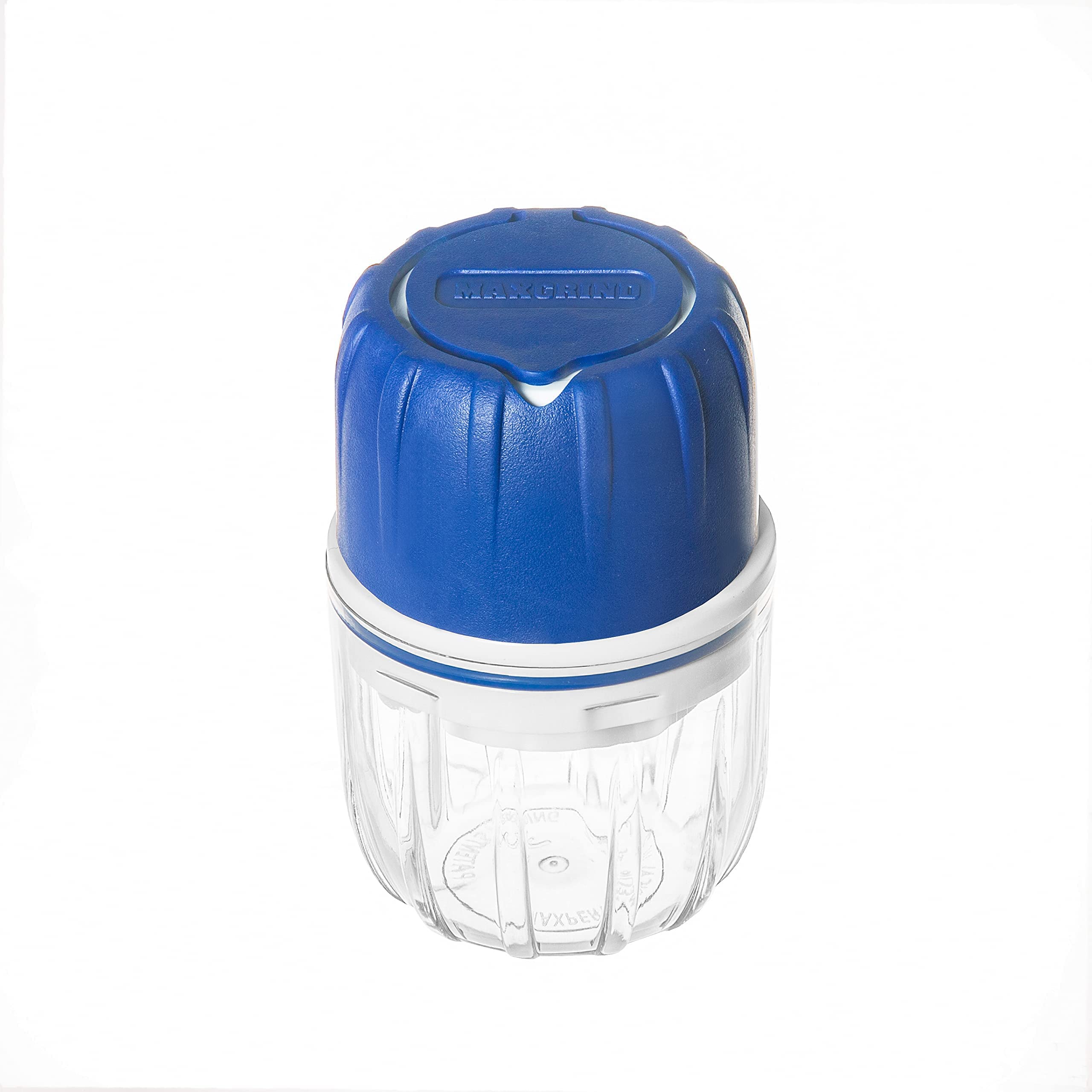 MAXGRIND dual action medicine pulverizer showing anti slip rubberized grip ergonomics