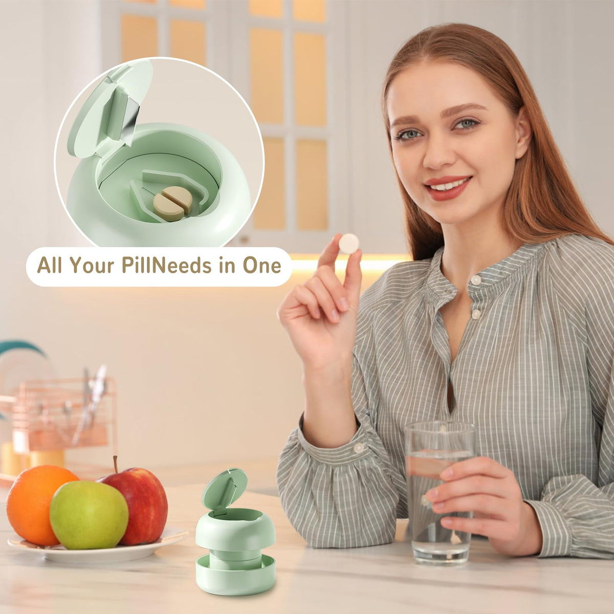 Syayw portable pill organizer middle layer highlighting the built-in storage compartment