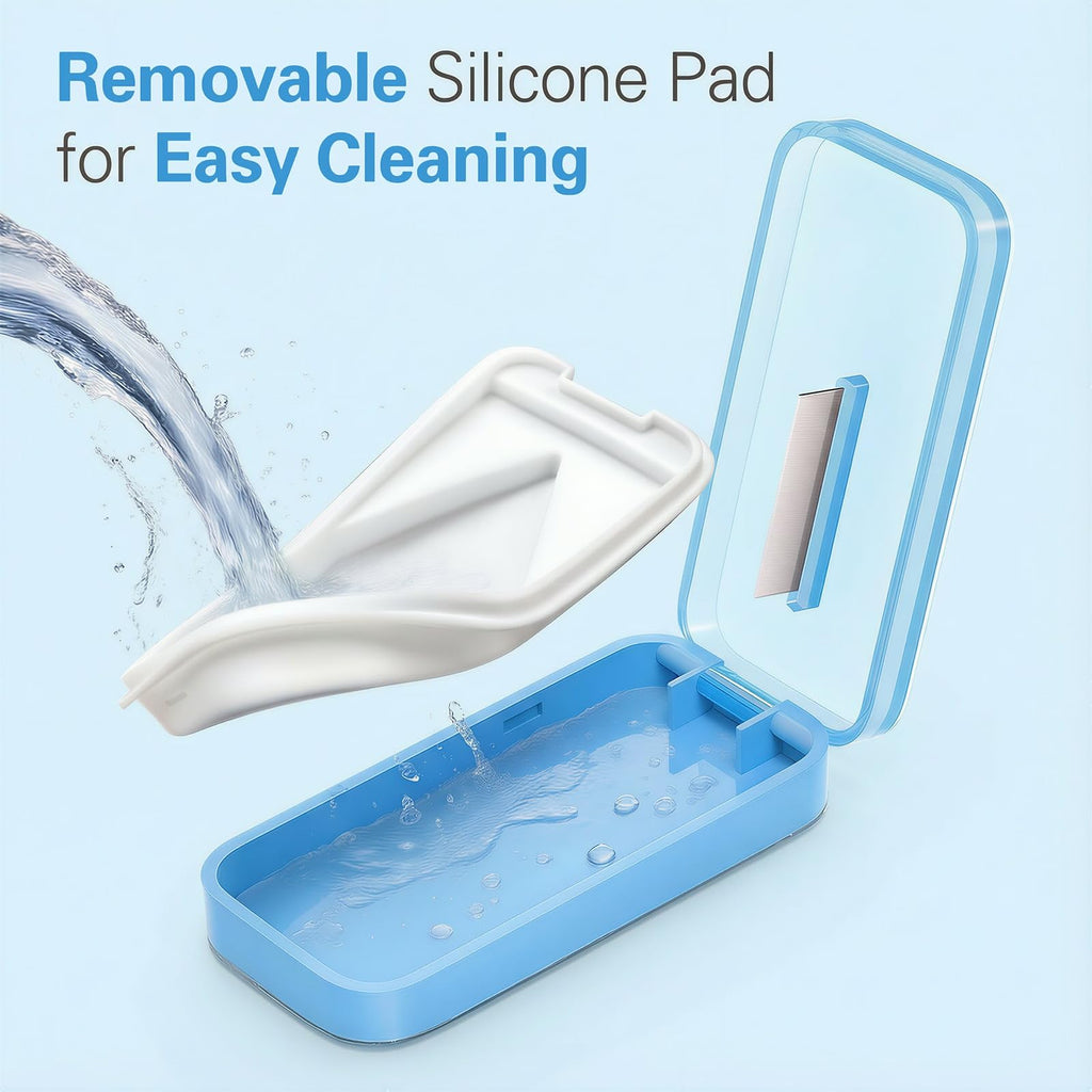 DEPAD pink medication slicer with V shaped silicone pad holder