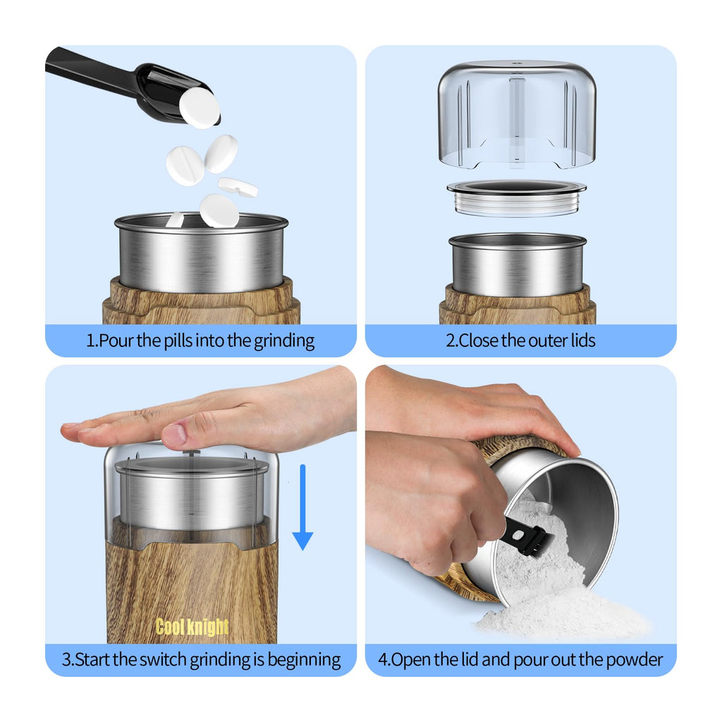 Compact dimensions showcase of the medicine pulverizer showing easy storage capability.