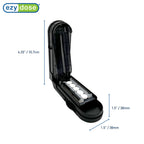 Open view of the EZY DOSE tablet splitter highlighting the sharp stainless steel blade and internal cutting platform