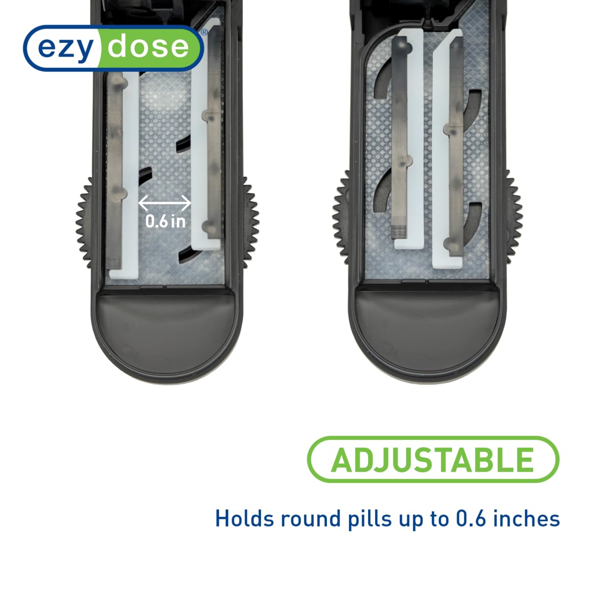 Side view of the portable travel pill organizer and dispenser storage compartment for medication tracking