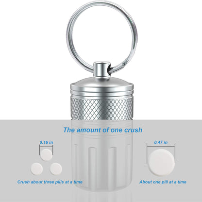 MEECN waterproof vitamin container with rubber O-ring seal and attached keychain clip