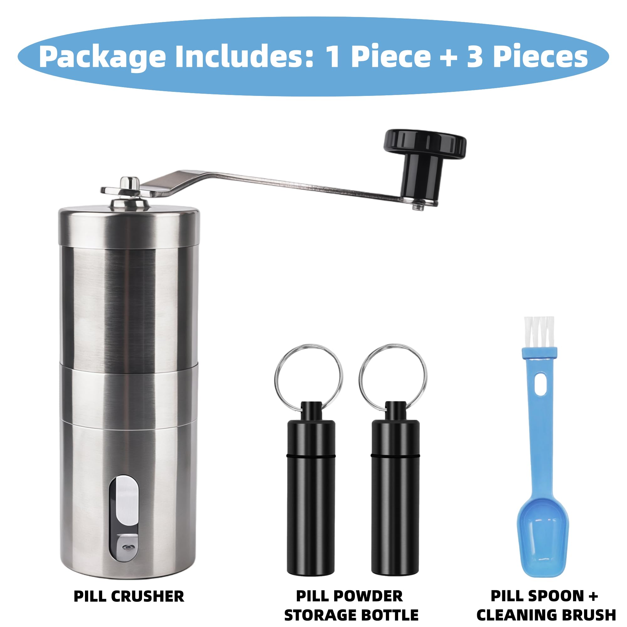 MuYuDaDi manual pill grinder ceramic burr mechanism close up view for adjustable fineness