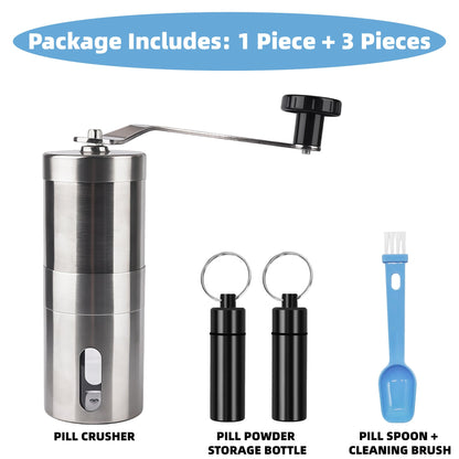 MuYuDaDi manual pill grinder ceramic burr mechanism close up view for adjustable fineness
