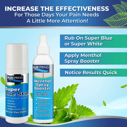 Natural pain relief roll on packaging details and usage directions.