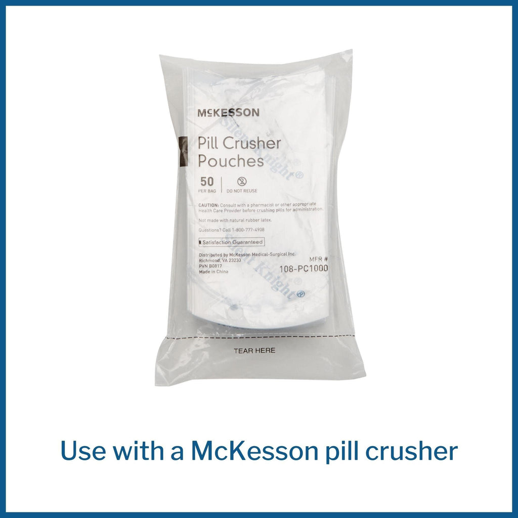 Heavy duty clear medicine bags compatible with Silent Knight pill crusher device