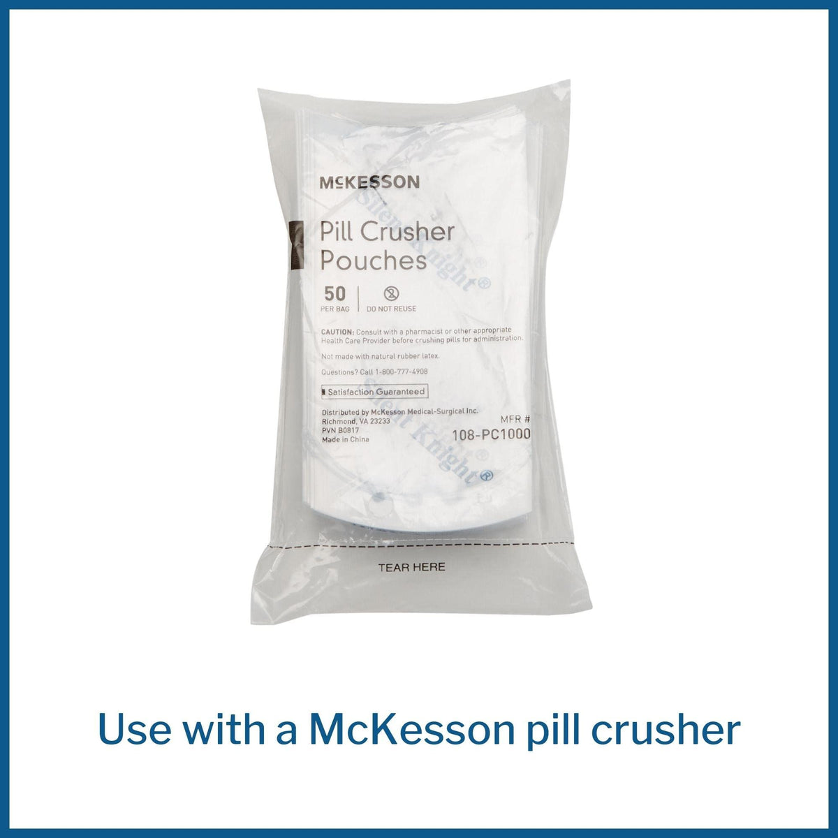 Heavy duty clear medicine bags compatible with Silent Knight pill crusher device