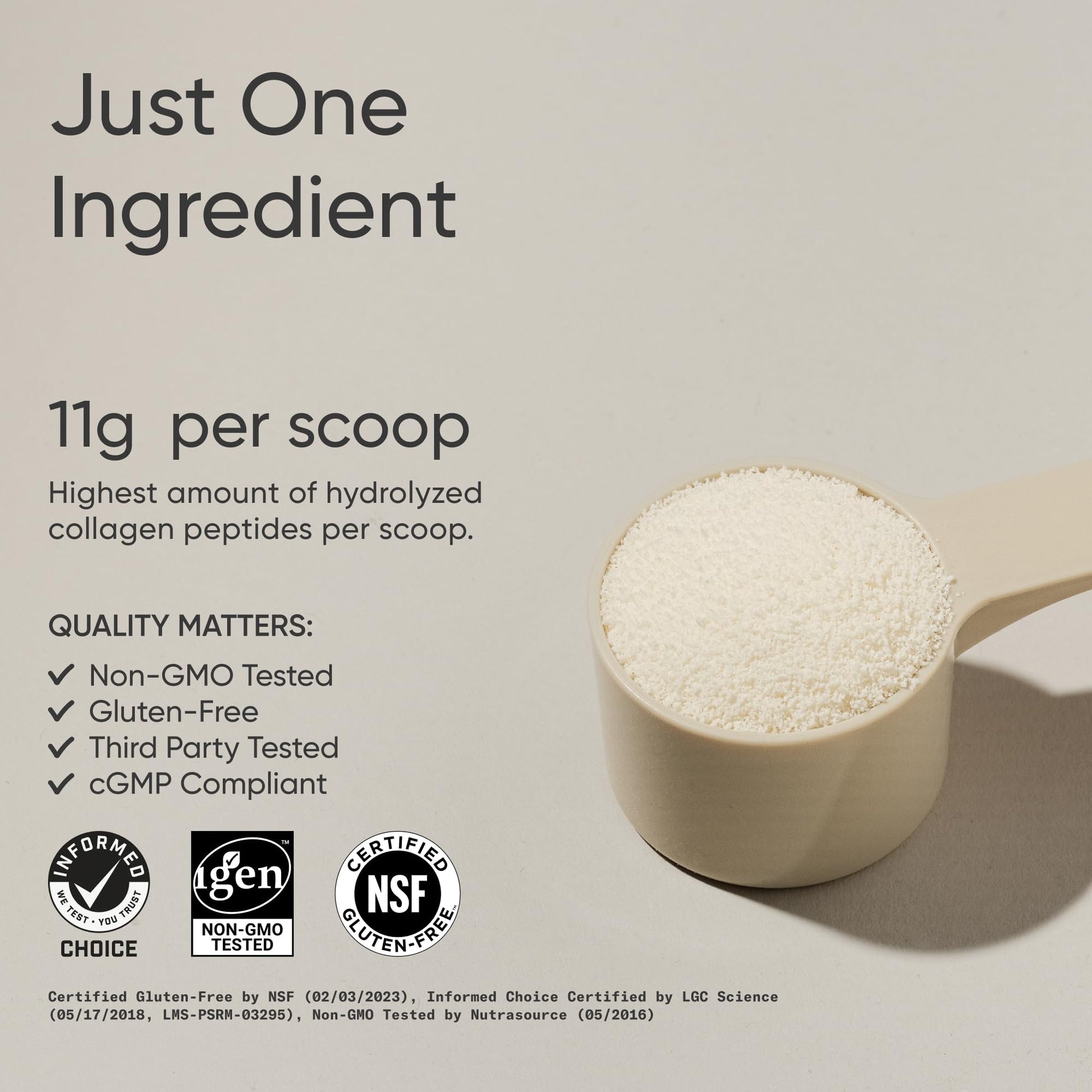 Sports Research hydrolyzed collagen protein powder nutrition facts panel side view