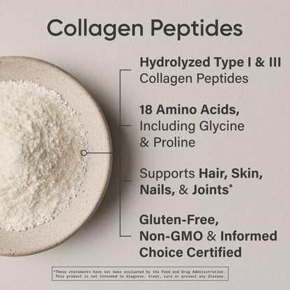 Sports Research unflavored collagen peptides being scooped out of the tub