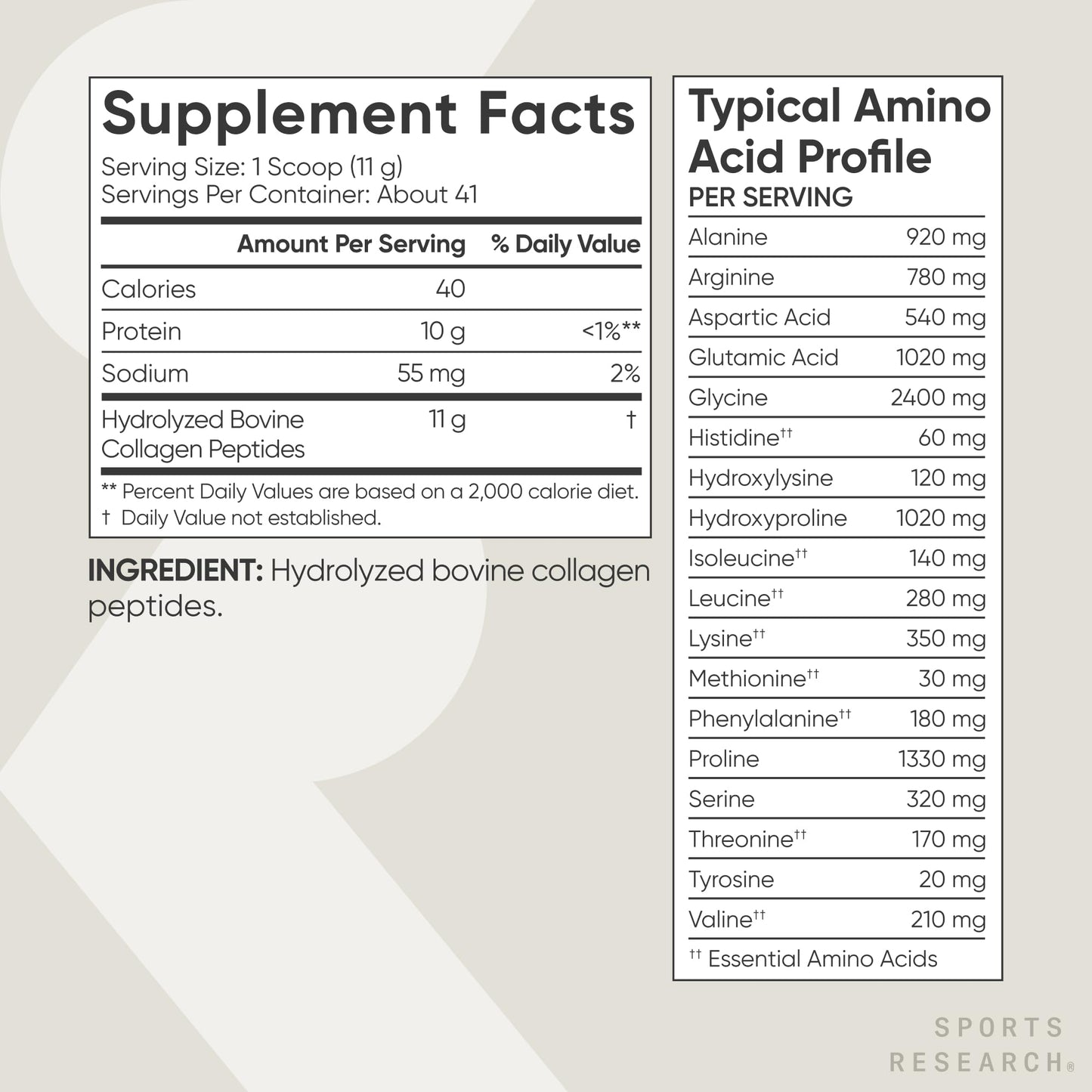 Sports Research certified paleo friendly non GMO gluten free collagen labels