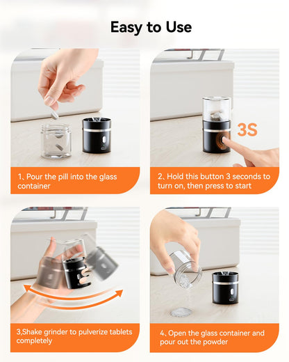 Rinse-ready glass jar attachment being cleaned under a water faucet for hygienic supplement preparation.