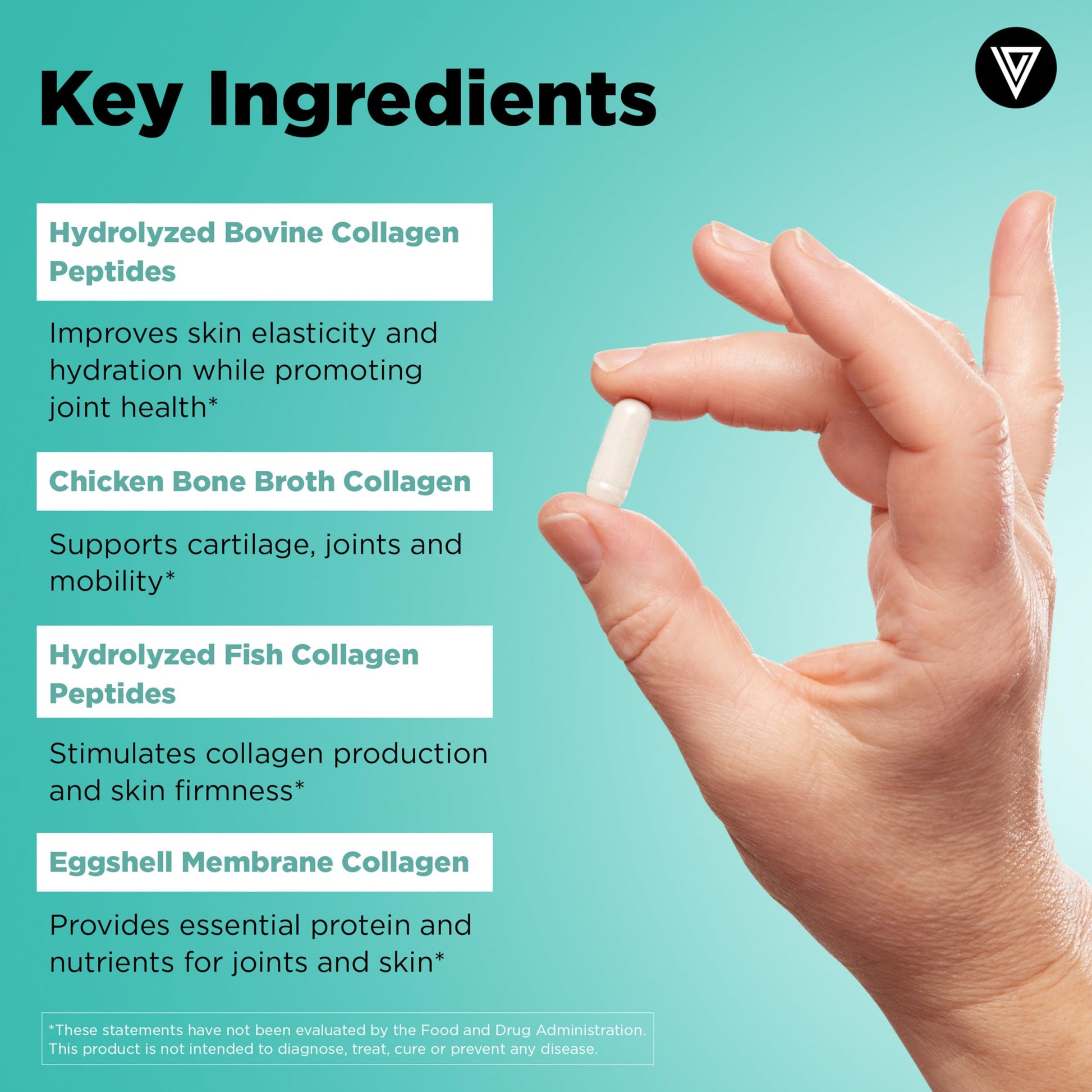 Close up view of authentic USA imported Vital Vitamins capsule bottle detailing types I II III V and X