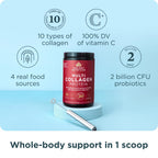 Ancient Nutrition Multi Collagen protein supplement nutrition facts label showing ten collagen types