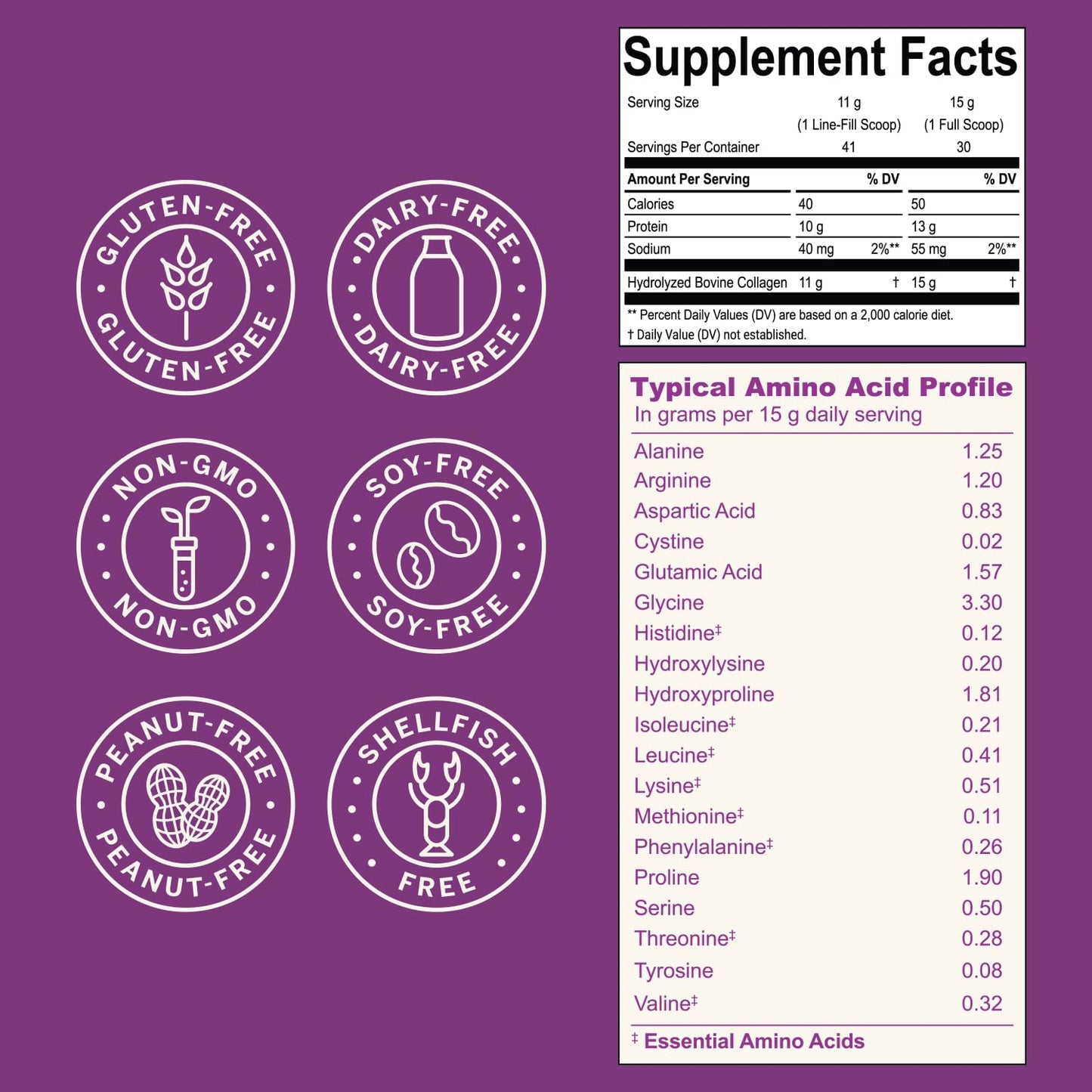 Full view of Live Conscious 454 grams wellness protein powder showing standard serving scoop information