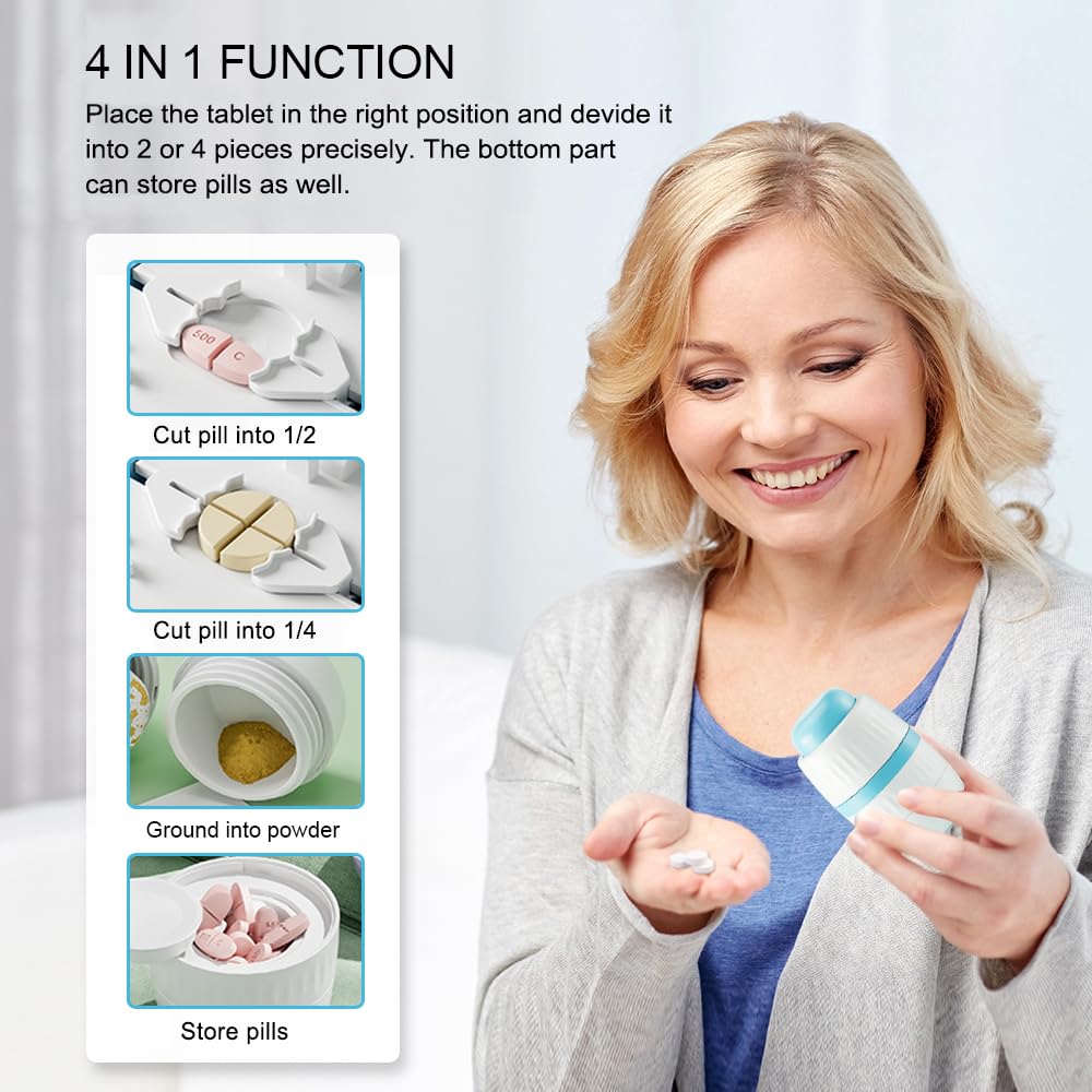 Hidden stainless steel blade mechanism of the premium tablet cutter showcasing finger safety.