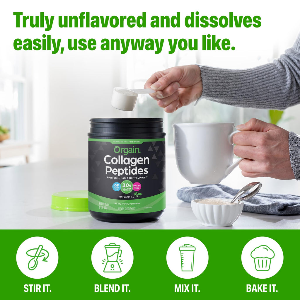 Orgain non-GMO gluten-free collagen peptides for hair and skin health