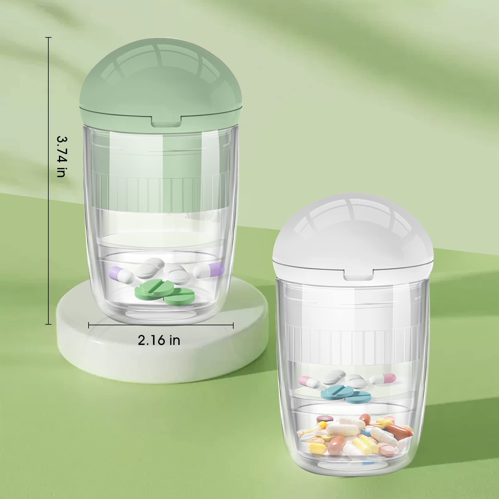 Compact travel pill dispenser and cutter demonstrating adjustable V-slot placement for small pills.