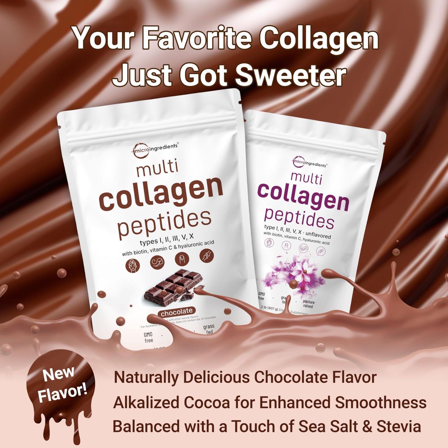 Premium USA imported collagen peptides powder mixed in morning coffee