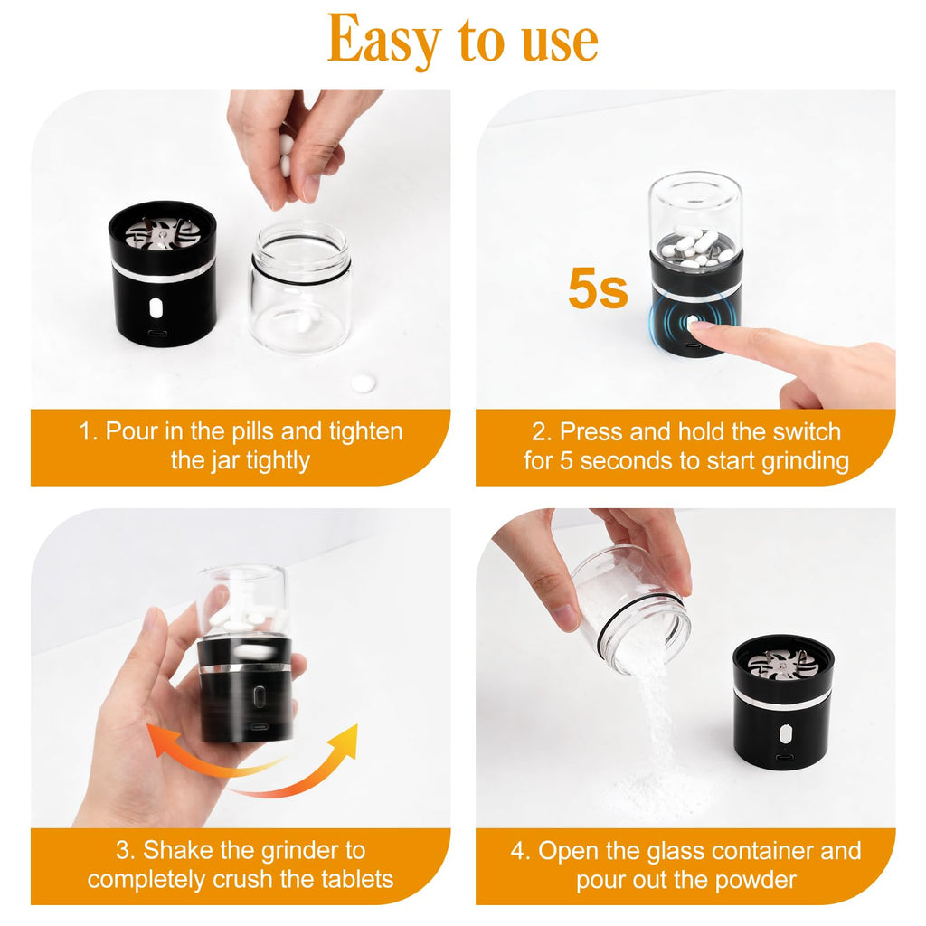 Waterproof medical pill crusher being rinsed under tap water for easy cleaning