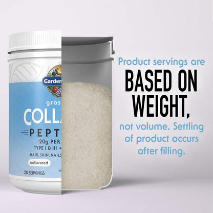 Garden of Life grass fed pasture raised collagen powder with probiotics certification seals