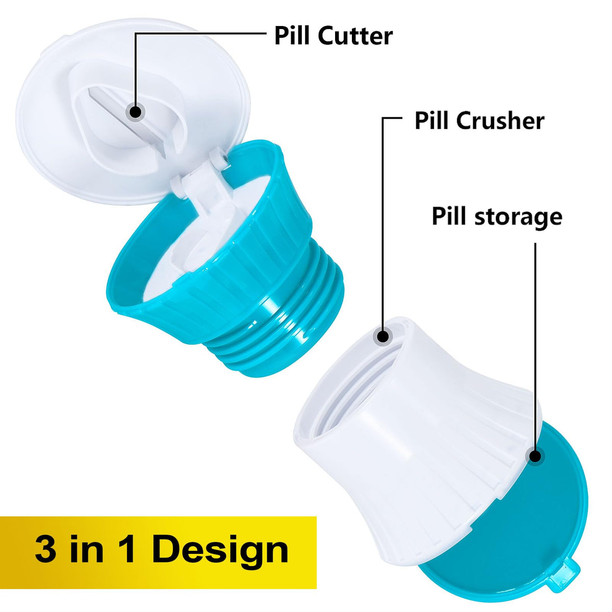 Giramika portable pill dispenser top cap being used as a convenient temporary drinking cup.