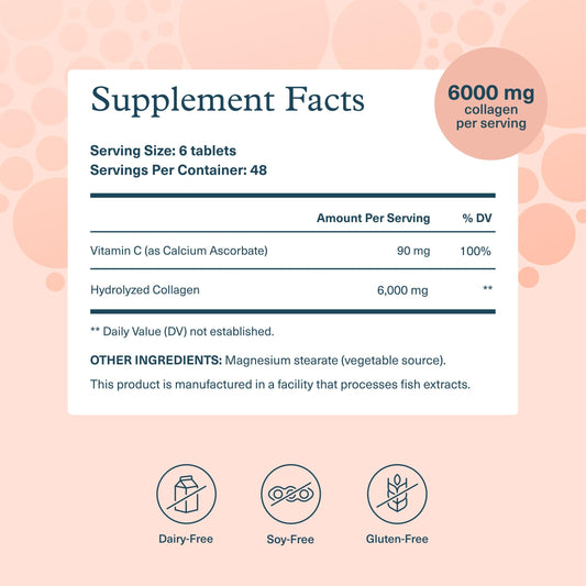 Youtheory Collagen Advanced Formula bottle showing the nutritional facts and ingredients list.