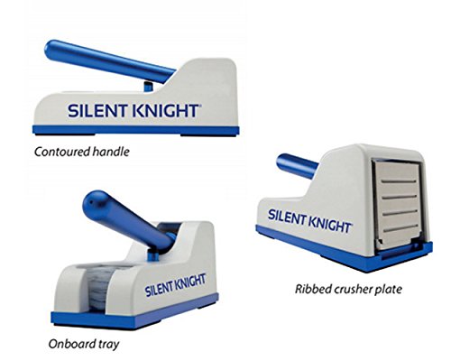 PIPROX Silent Knight heavy duty tablet grinder with one hundred free protective disposal pouches displayed