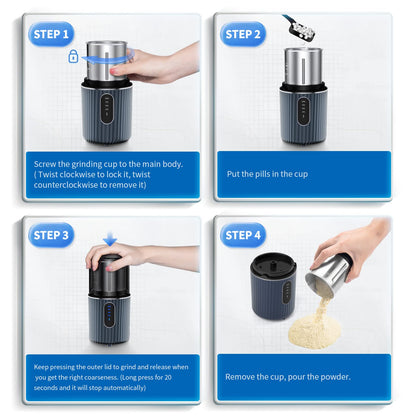 Caregiver rinsing the detachable metal grinding bowl under running tap water