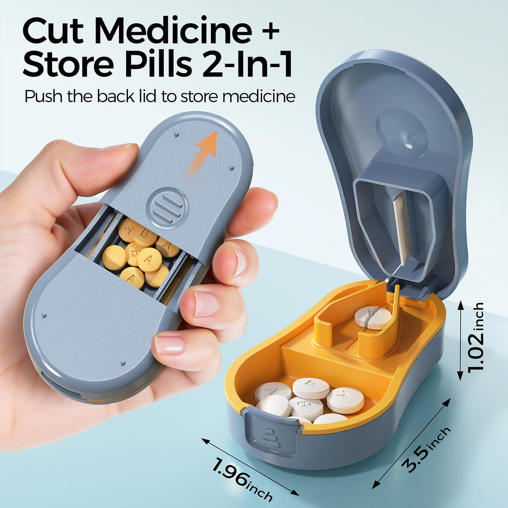 ZHIYES tablet splitter open view highlighting the V-shaped silicone pad holder.