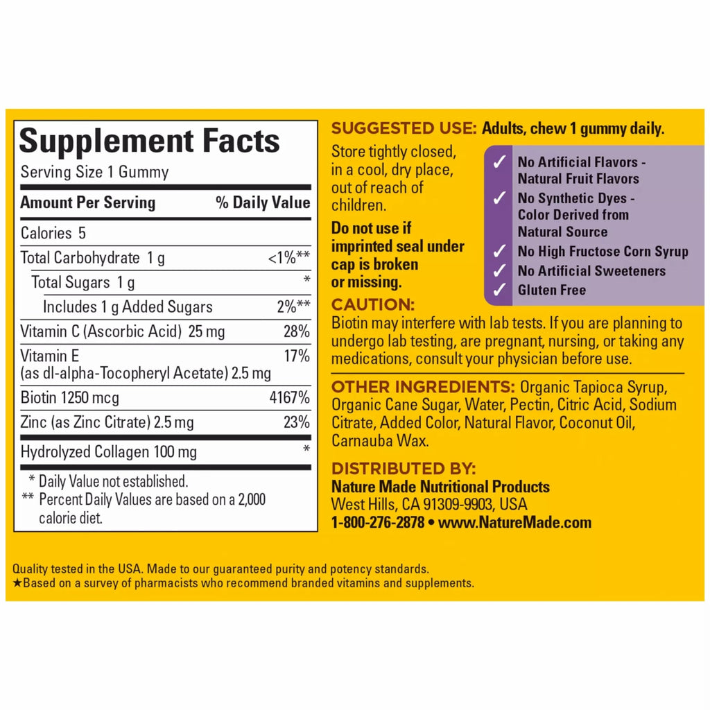 Nature Made anti aging dietary supplement for youthfulness and skin elasticity.