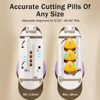 Adjustable slide to fit tray holding small and large tablets securely
