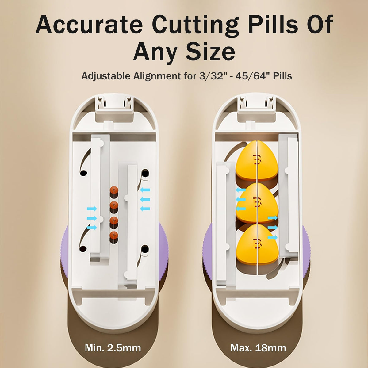 Adjustable slide to fit tray holding small and large tablets securely
