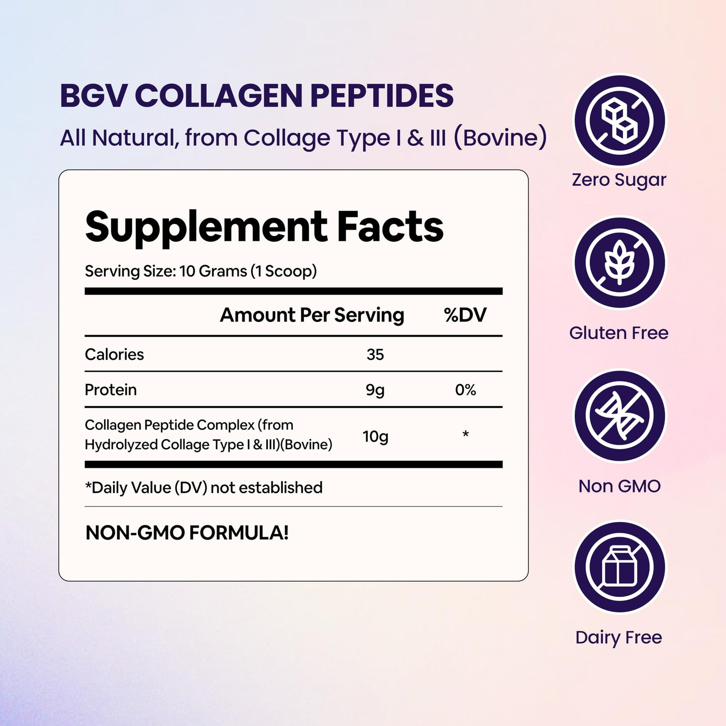 Authentic USA imported Black Girl Vitamins collagen nutrition label and serving facts