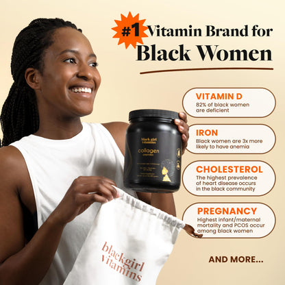 Black Girl Vitamins collagen peptides container showing clean formulation for women