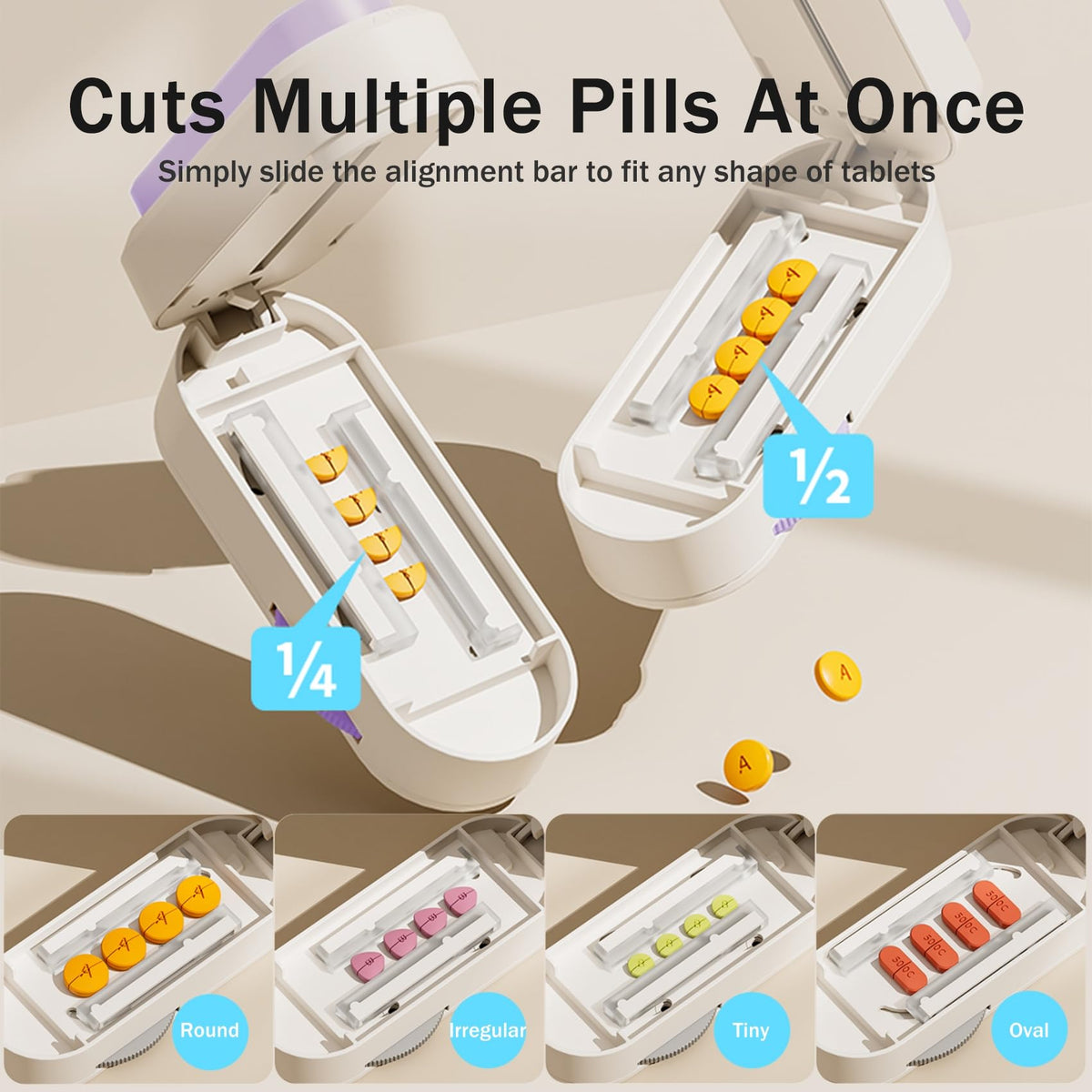 Mini cleaning brush clearing medication powder from the stainless steel blade
