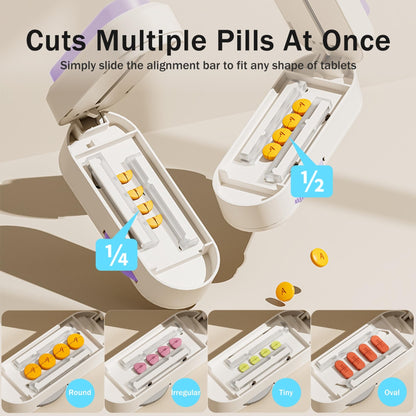 Mini cleaning brush clearing medication powder from the stainless steel blade