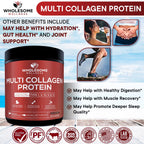 Side view of Wholesome Wellness unflavored protein powder highlighting allergen free certifications