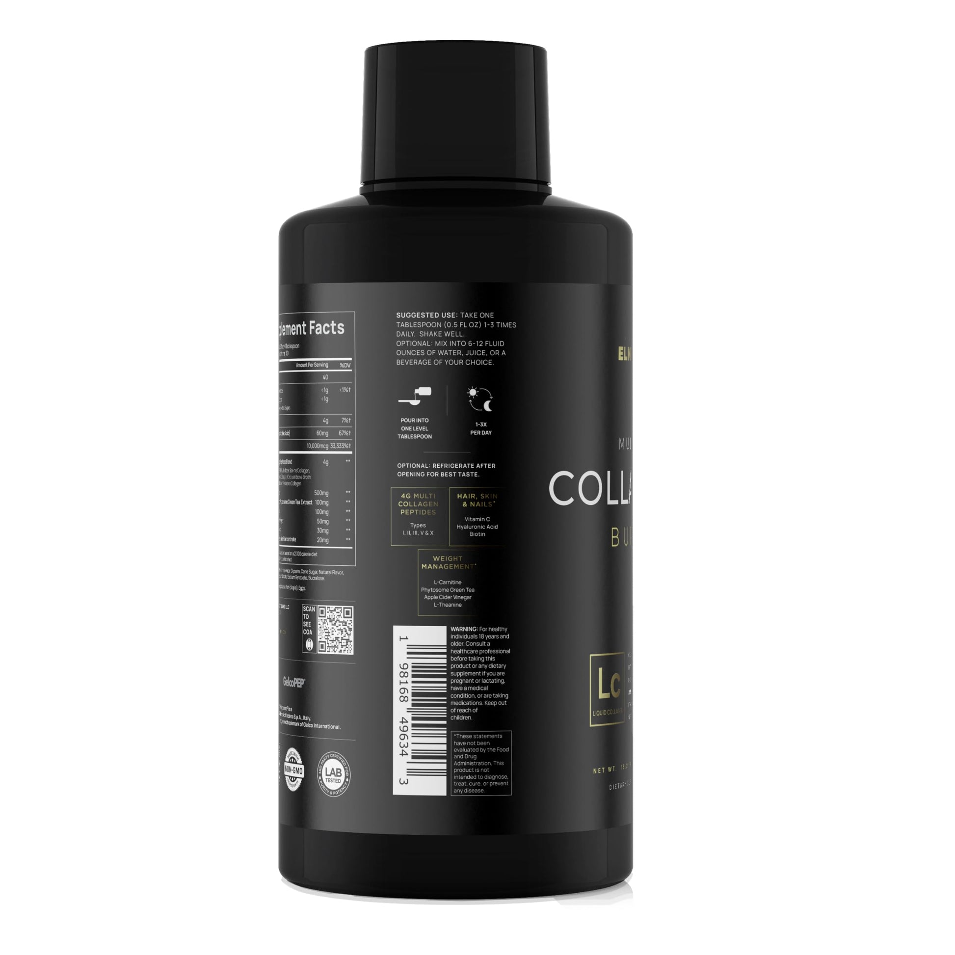 Terra Elmnt multi source hydrolyzed collagen peptides with hyaluronic acid and biotin info