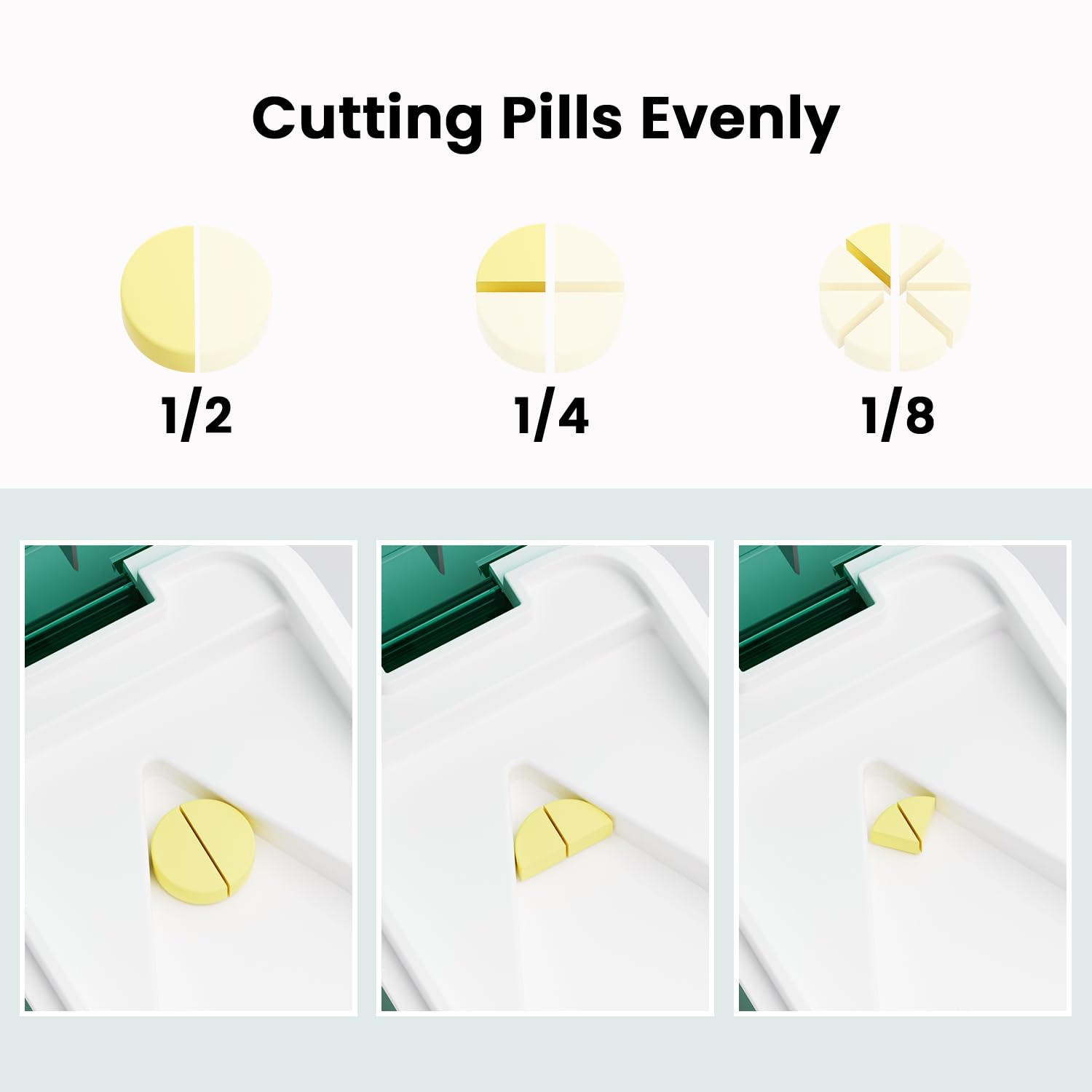 Aigret Future portable pill cutter with soft V-shaped silicone tablet holder