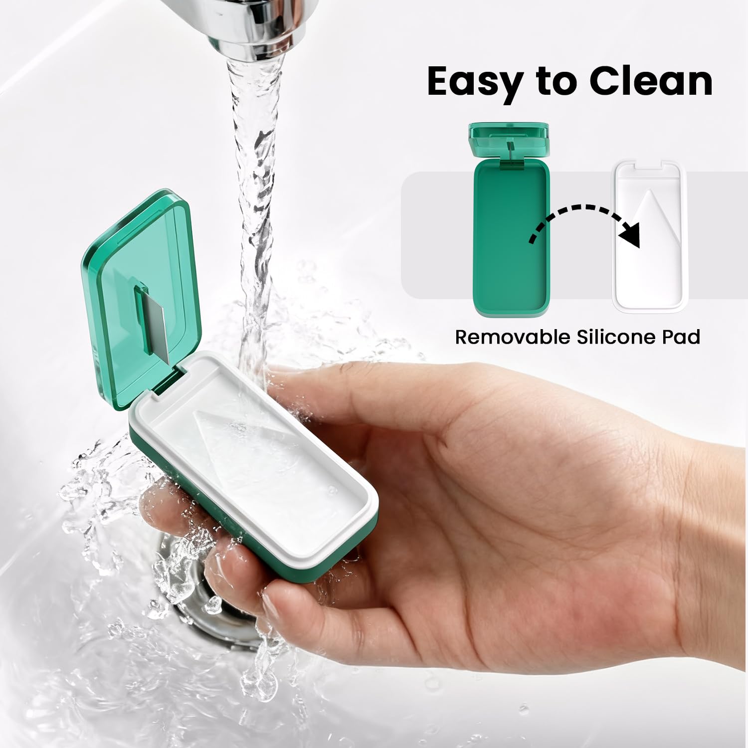 Aigret Future BPA-free pill splitter being pressed down safely by user