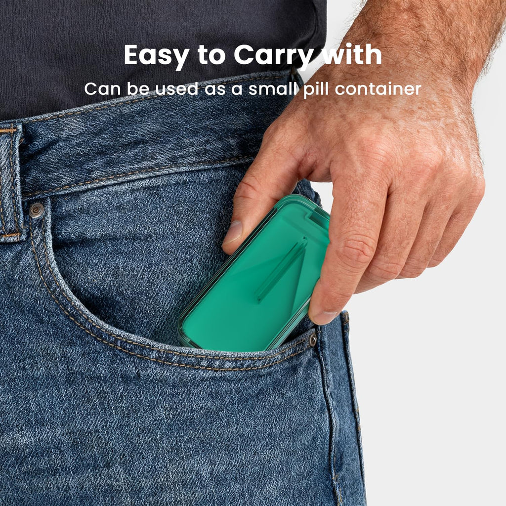 Aigret Future travel medicine cutter with removable easy to clean bottom lid