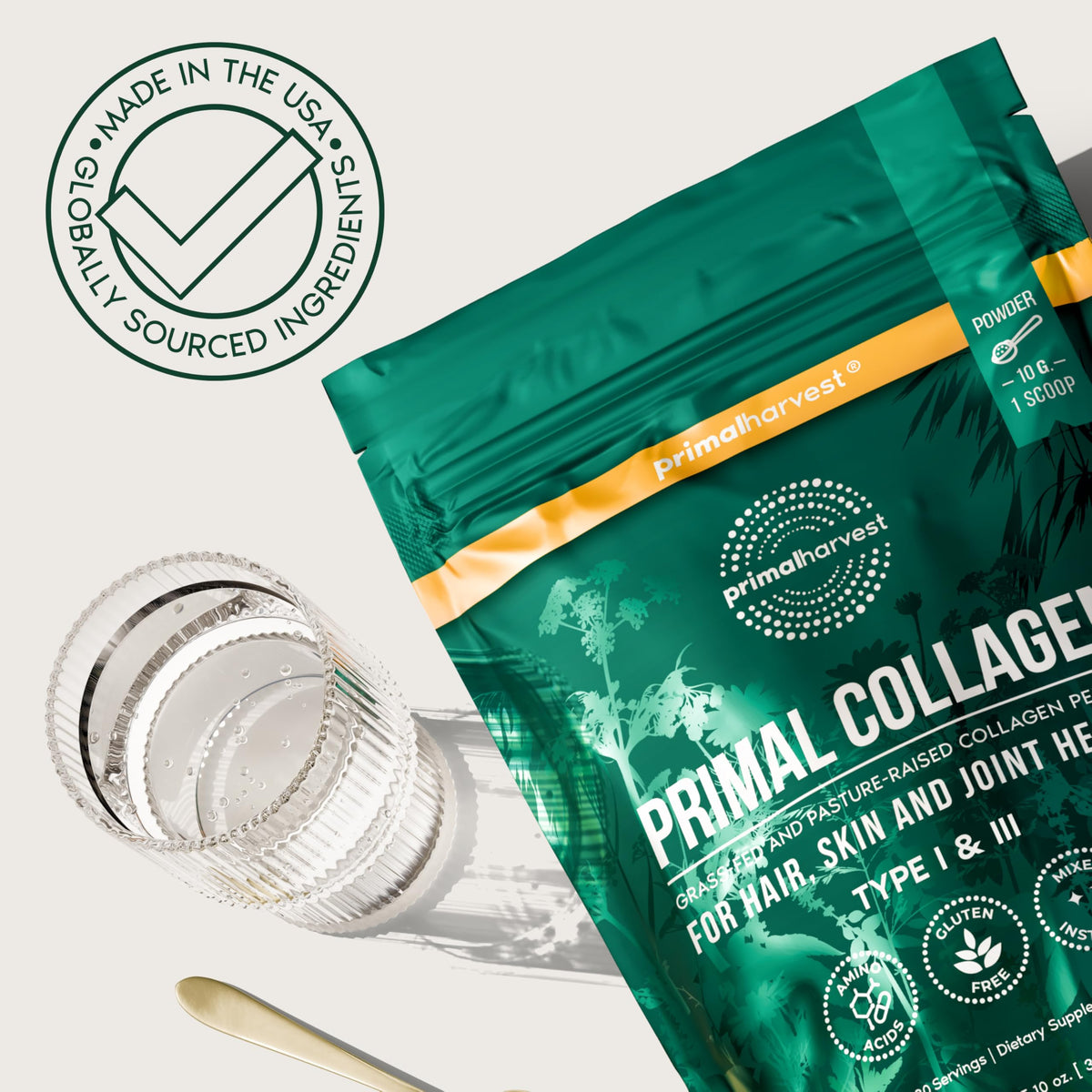 Close-up of the easy-to-use sealable pouch structure ensuring long-lasting freshness of the authentic dietary peptides
