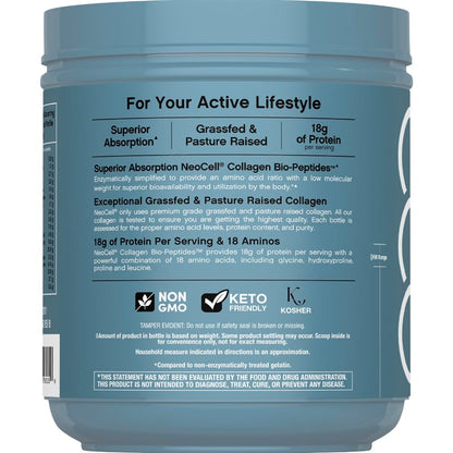 Unflavored hydrolyzed collagen supplement powder from NeoCell for skin elasticity and joint health.