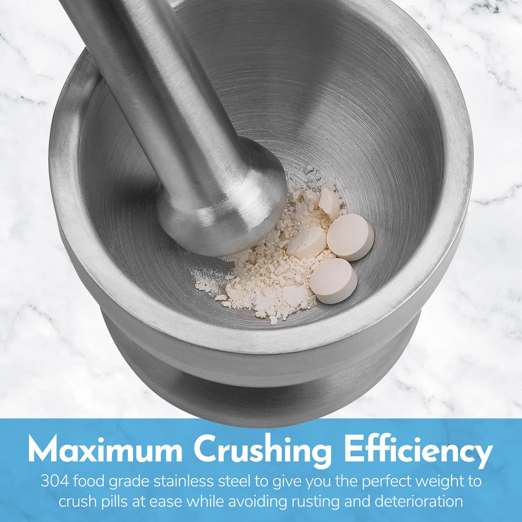 Hygienic rust proof steel pill crusher for seniors and pet medication needs