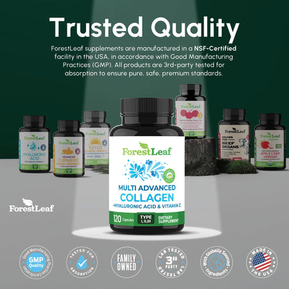 ForestLeaf multi advanced collagen 120 veggie capsules for skin hydration