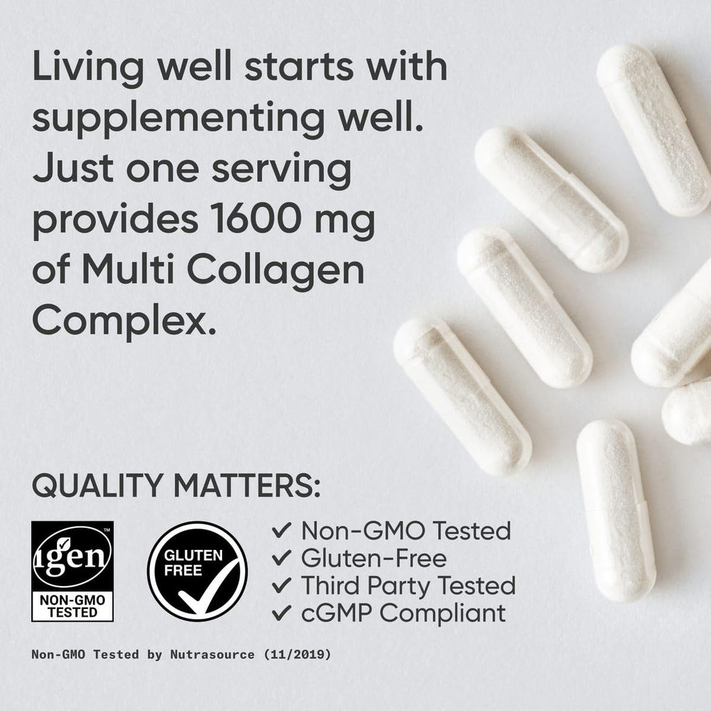 Authentic USA imported Sports Research multi collagen capsules for glowing skin hydration.