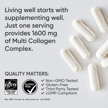 Authentic USA imported Sports Research multi collagen capsules for glowing skin hydration.