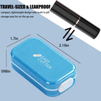 Hafigigi compact tablet cutter being closed to easily split a large supplement pill.