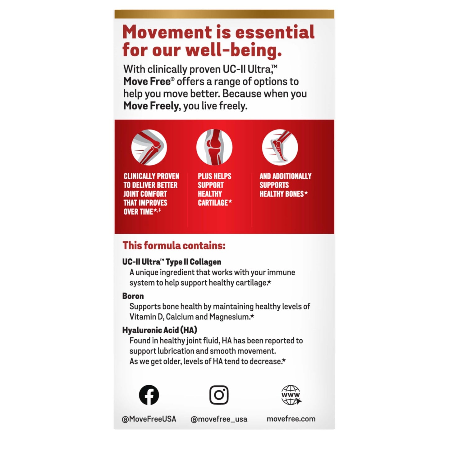 Move Free Triple Action joint support supplement authentic USA import packaging